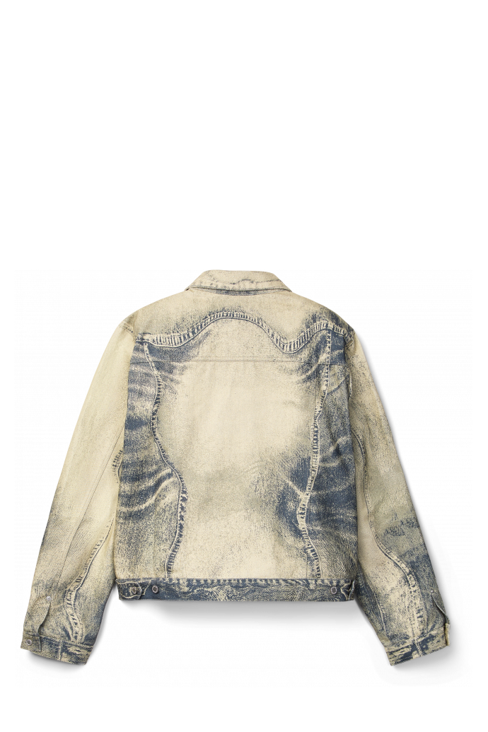 DISTORTED PRINT DENIM JACKET Zand-zwart denim jack