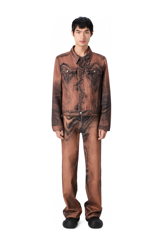 DISTORTED PRINT DENIM JEANS Brown-black Denim Jeans
