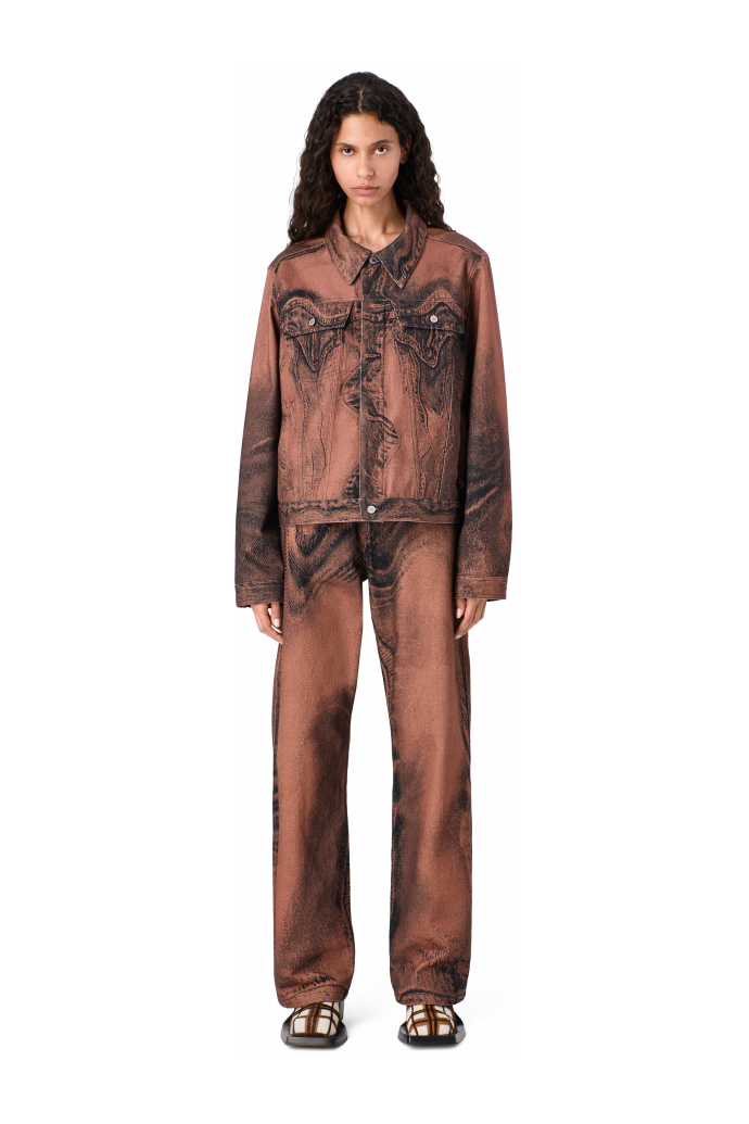 DISTORTED PRINT DENIM JEANS Brown-black Denim Jeans