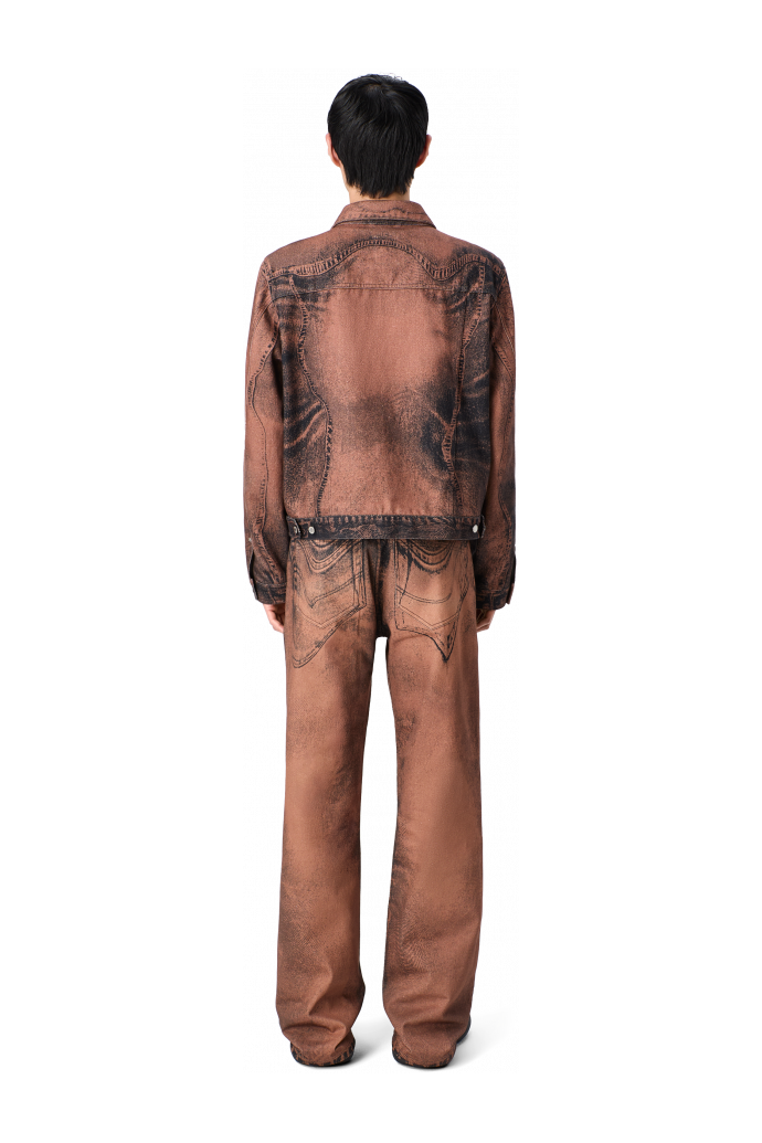 DISTORTED PRINT DENIM JEANS Brown-black Denim Jeans