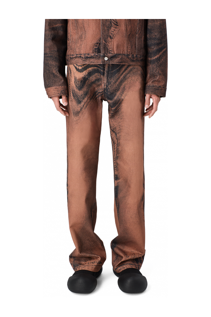 DISTORTED PRINT DENIM JEANS Brown-black Denim Jeans