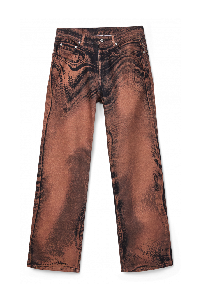 DISTORTED PRINT DENIM JEANS Bruin-zwarte denim jeans