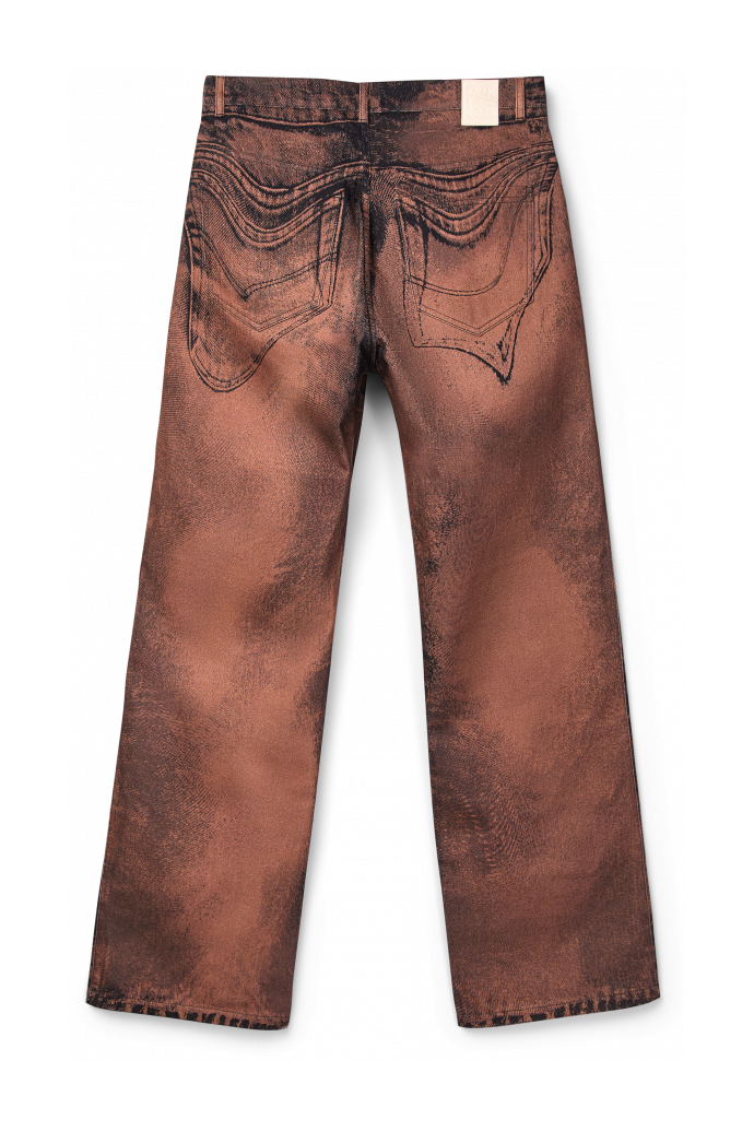 DISTORTED PRINT DENIM JEANS Bruin-zwarte denim jeans
