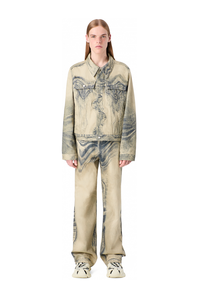 DISTORTED PRINT DENIM JEANS Sand-black Denim Jeans