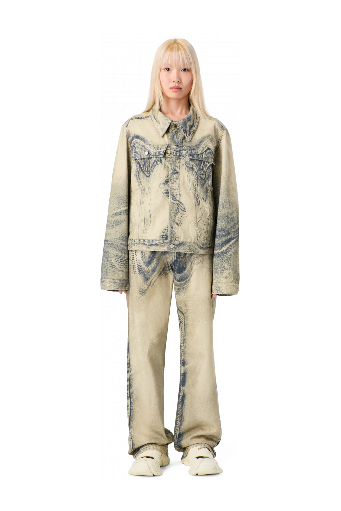 DISTORTED PRINT DENIM JEANS Sand-black Denim Jeans