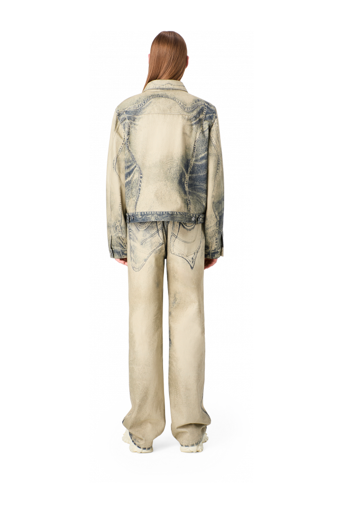 DISTORTED PRINT DENIM JEANS Sand-black Denim Jeans