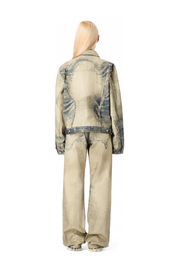 DISTORTED PRINT DENIM JEANS Sand-black Denim Jeans