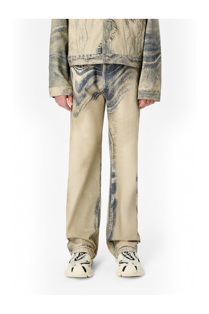 DISTORTED PRINT DENIM JEANS Sand-black Denim Jeans