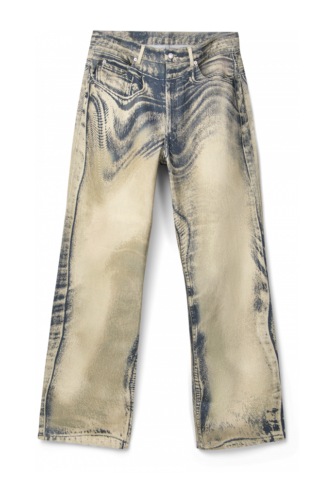 DISTORTED PRINT DENIM JEANS Zand-zwarte denim jeans