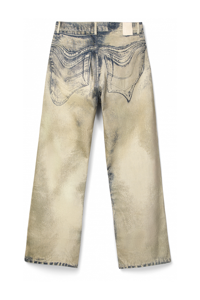 DISTORTED PRINT DENIM JEANS Zand-zwarte denim jeans