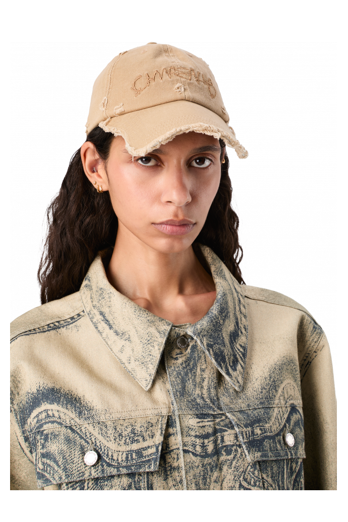 DISTORTED WASHED CAP Faded beige distorted washed cap