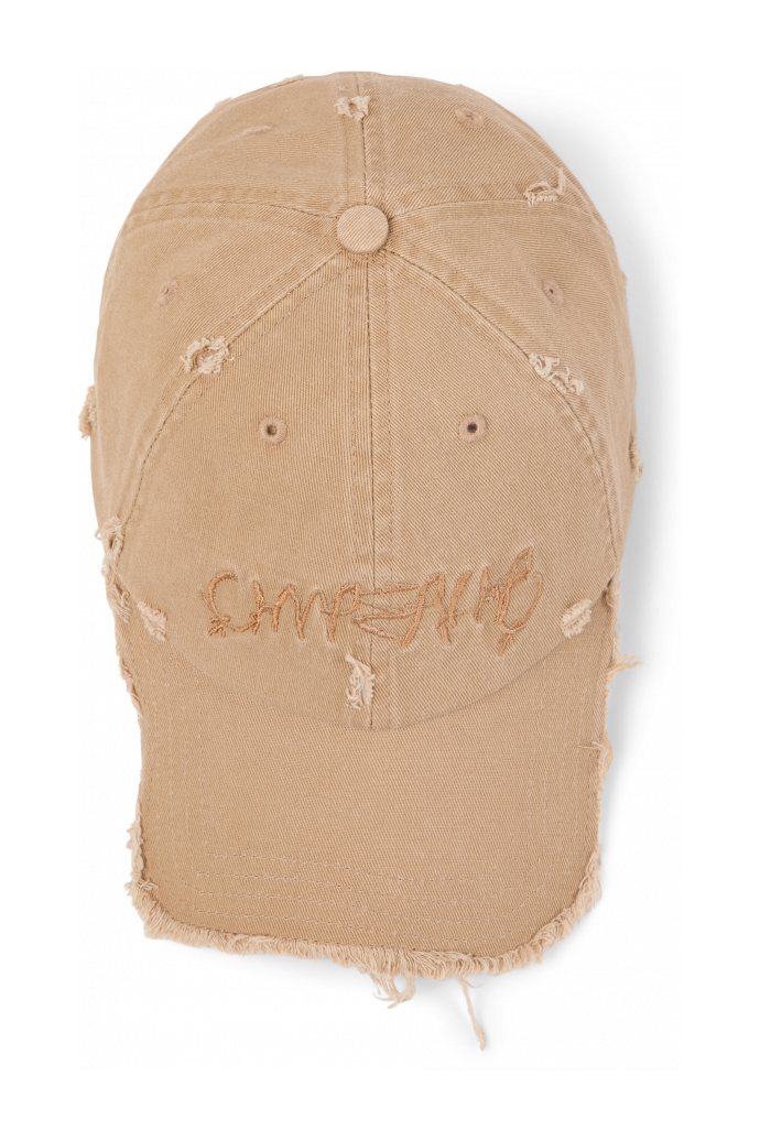 DISTORTED WASHED CAP Beige pet, vervaagd en distorted