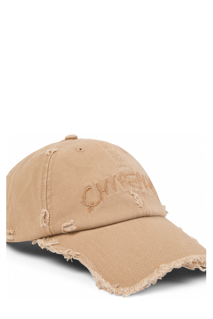 DISTORTED WASHED CAP Beige pet, vervaagd en distorted