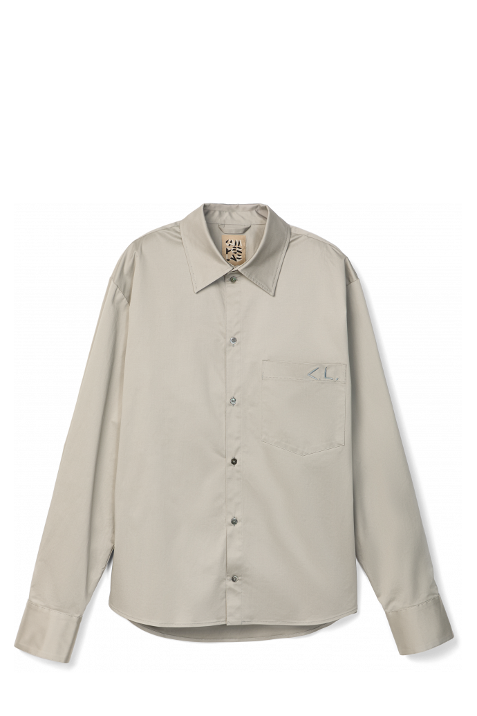 Side view of Cotton Shirt Gray Cotton Shirt