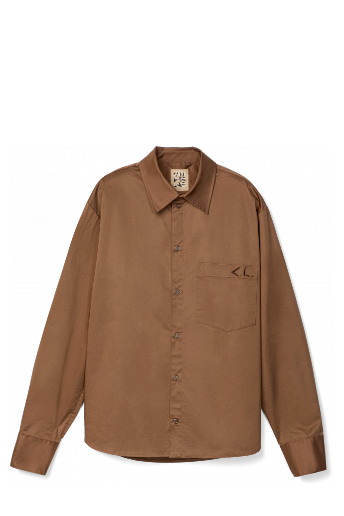 Side view of Cotton Shirt Brown Cotton Shirt