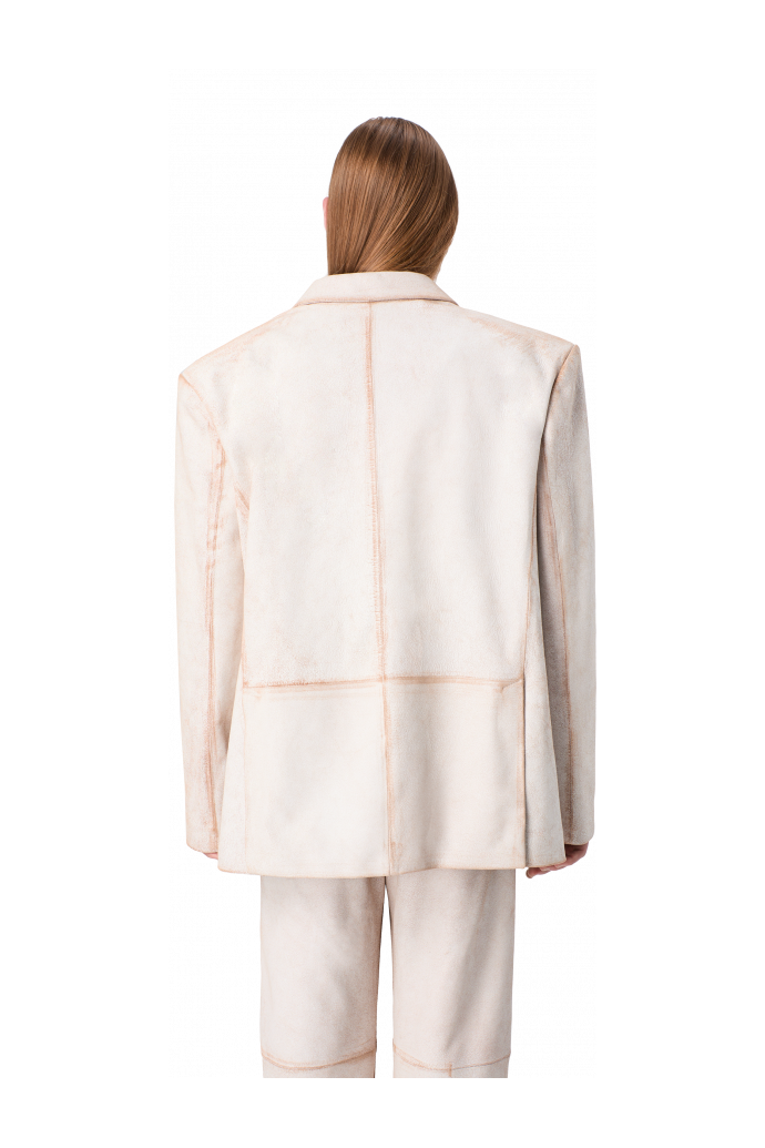 LEATHER BLAZER Blazer blanc en cuir craquelé