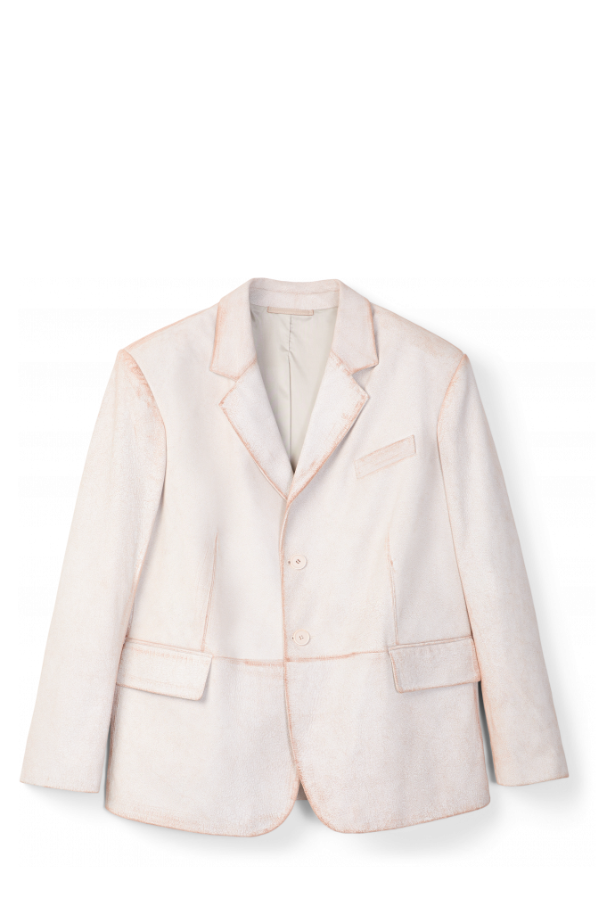 LEATHER BLAZER Blazer blanc en cuir craquelé