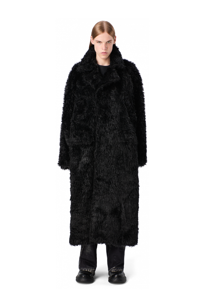 FLUFFY COAT Abric amb textura de color negre