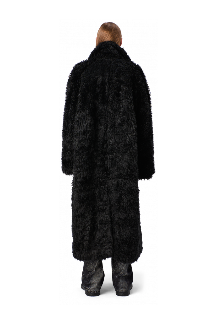FLUFFY COAT Abric amb textura de color negre