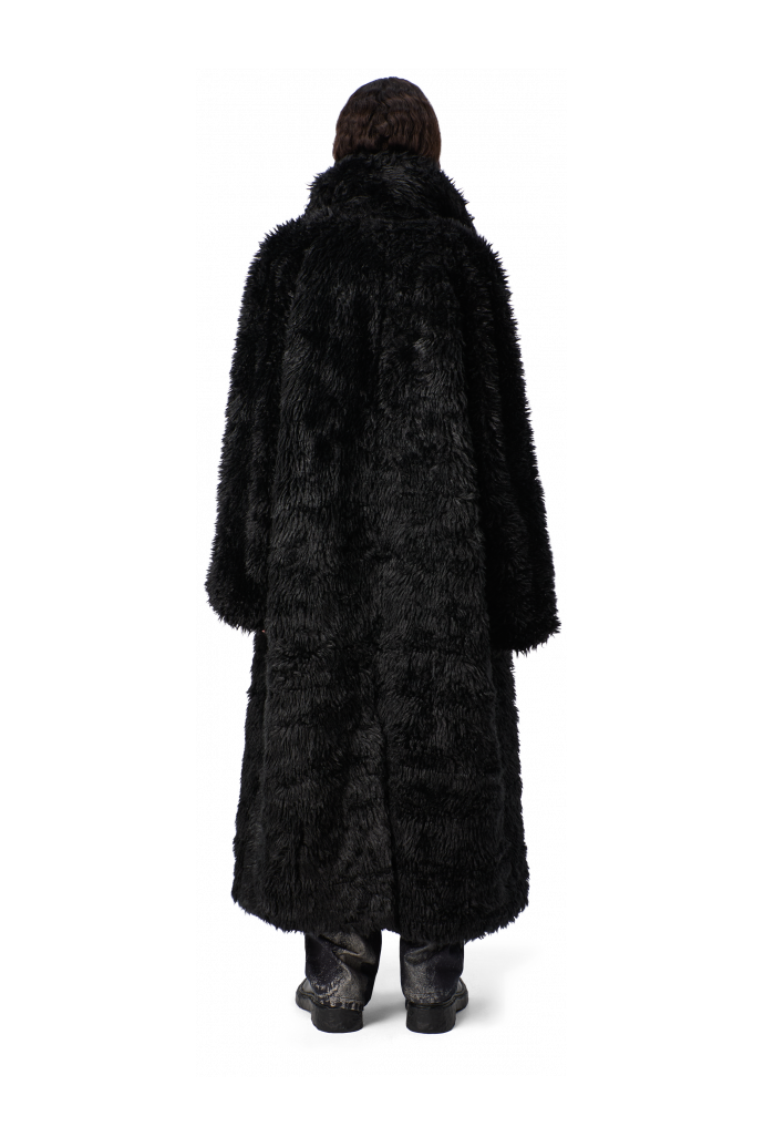 FLUFFY COAT Abric amb textura de color negre