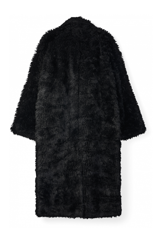 FLUFFY COAT Abric amb textura de color negre