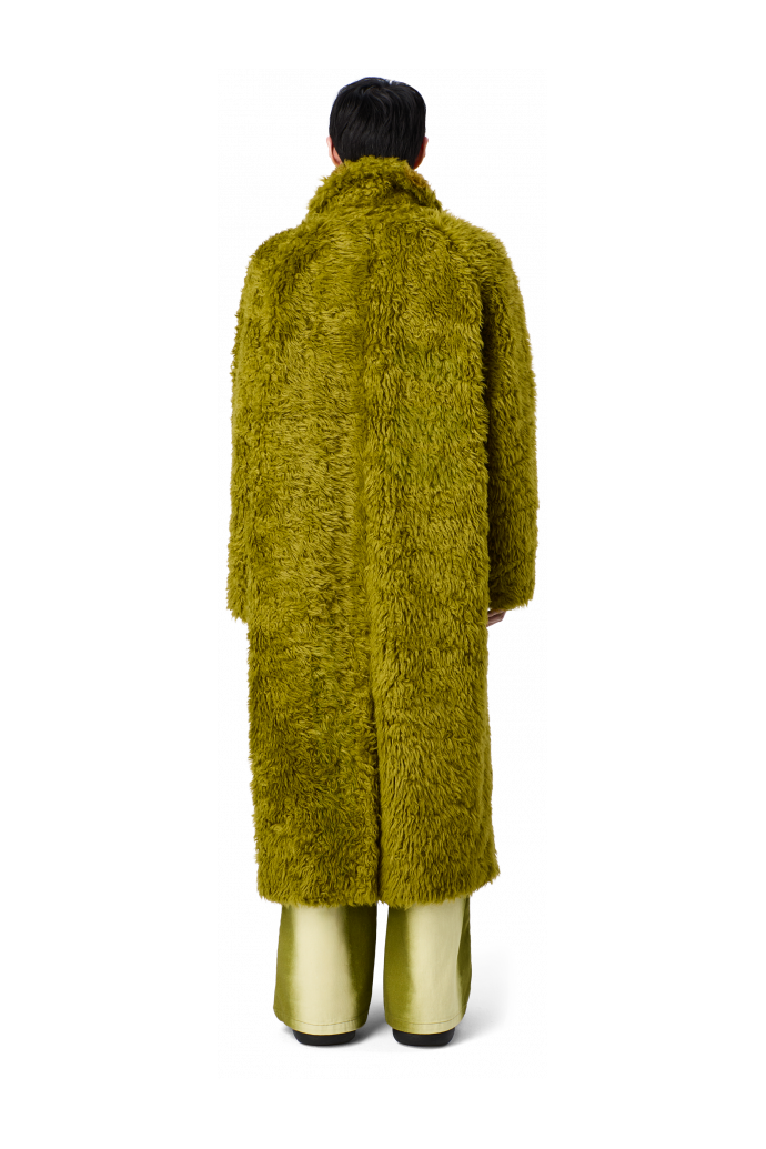 FLUFFY COAT Abric amb textura de color verd