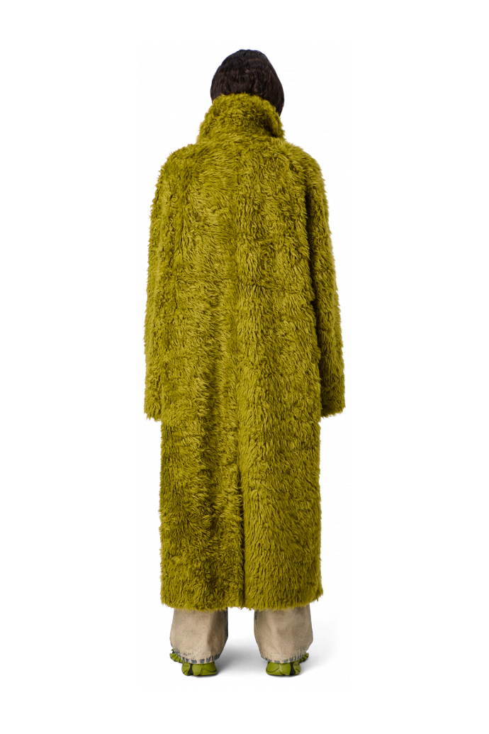 FLUFFY COAT Abric amb textura de color verd