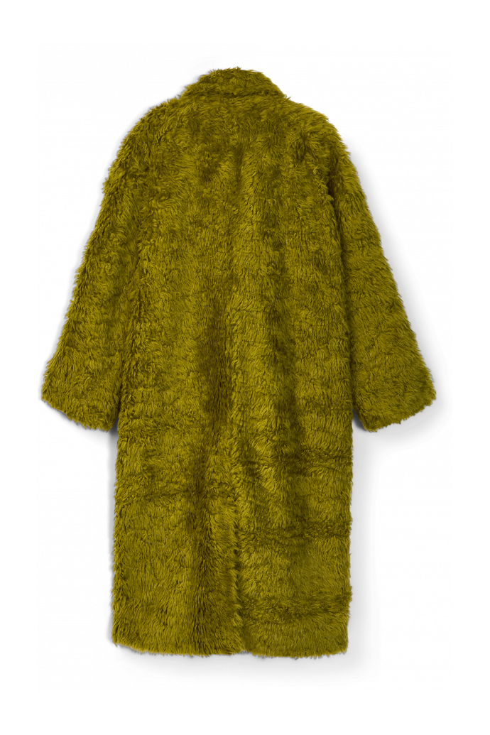 FLUFFY COAT Abric amb textura de color verd