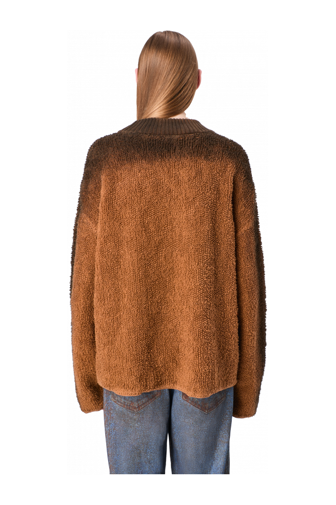 KNIT SPRAYED BOUCLE CREWNECK Terracotta wolmix bouclé trui