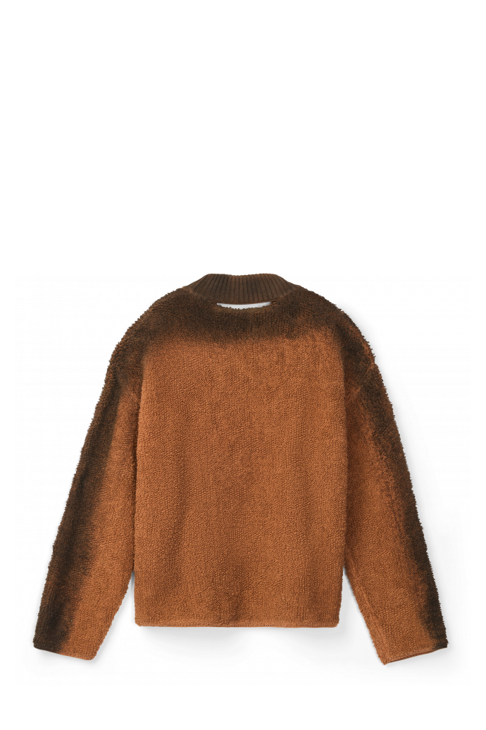 KNIT SPRAYED BOUCLE CREWNECK Terracotta wolmix bouclé trui