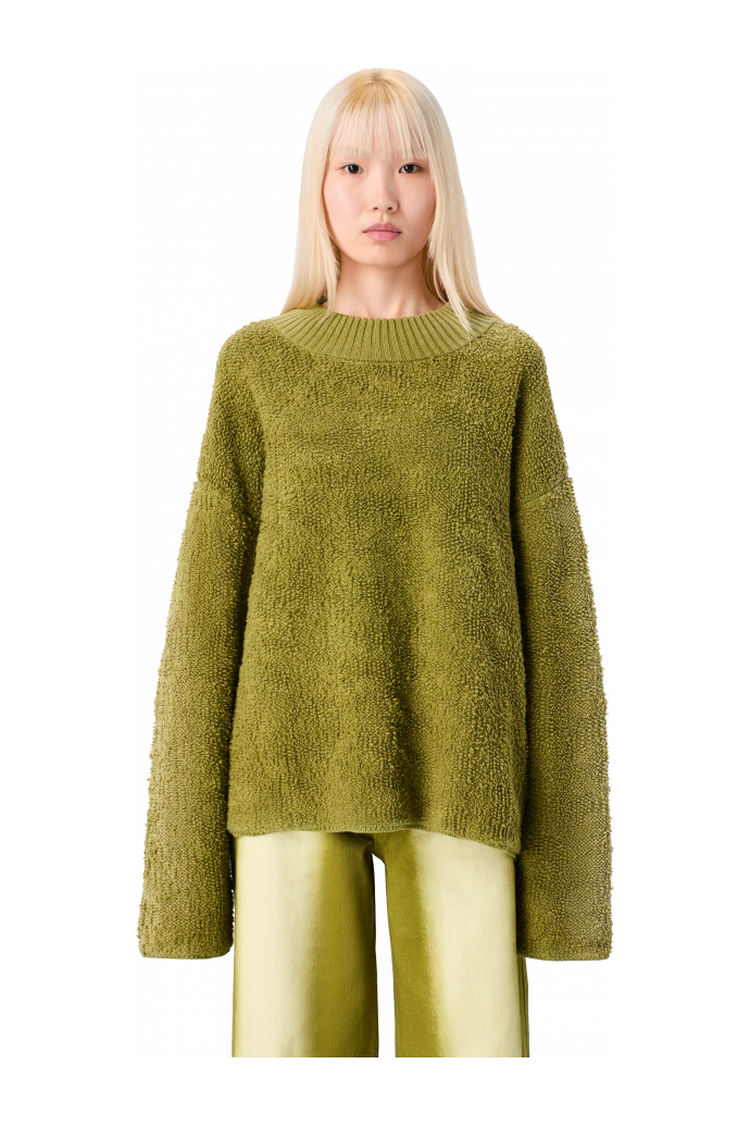 KNIT SPRAYED BOUCLE CREWNECK Green wool-blend Bouclé Jumper
