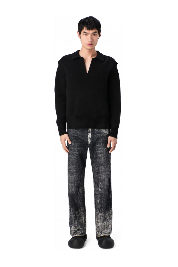 PAINT PRINT DENIM JEANS Muted black denim jeans