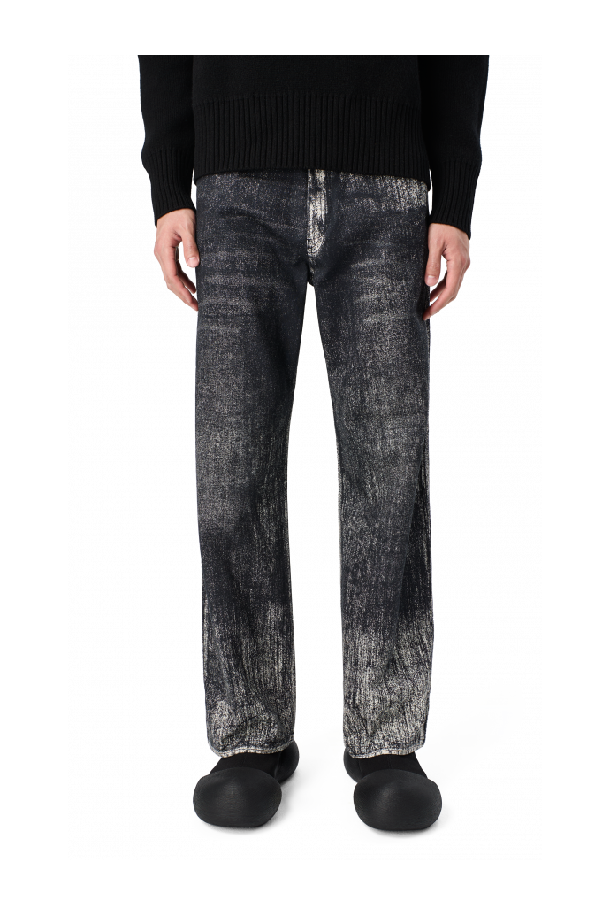 PAINT PRINT DENIM JEANS Muted black denim jeans