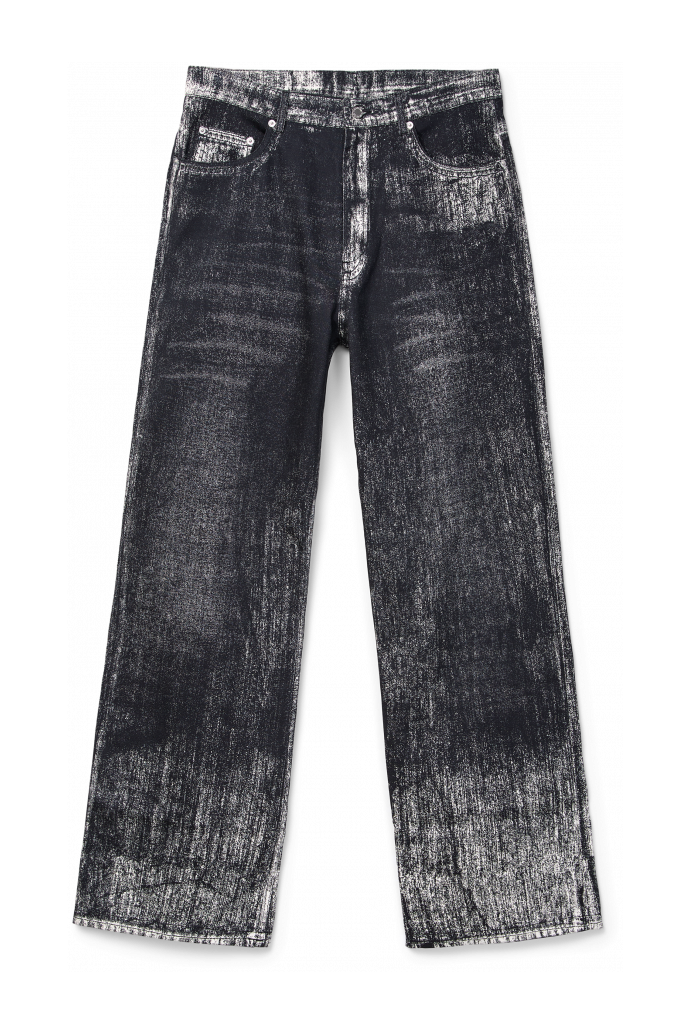 PAINT PRINT DENIM JEANS Verbleekt zwarte denim jeans