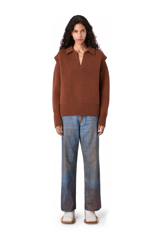 PAINT PRINT DENIM JEANS Terracotta-blue Denim Jeans