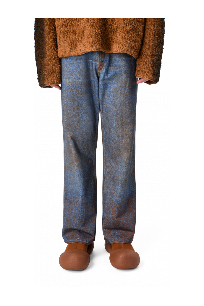 PAINT PRINT DENIM JEANS Terracotta-blue Denim Jeans