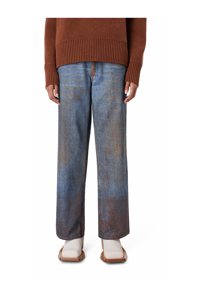 PAINT PRINT DENIM JEANS Terracotta-blue Denim Jeans