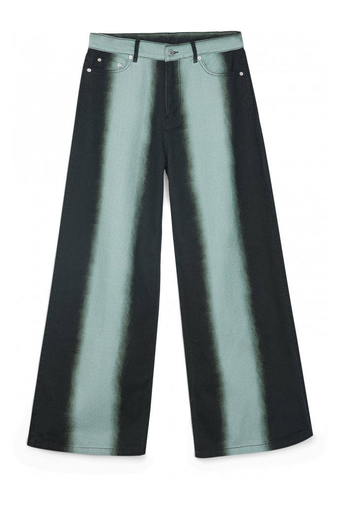 SPRAY PRINT DENIM JEANS Schwarze Bootcut-Jeans mit Print in Spray-Optik