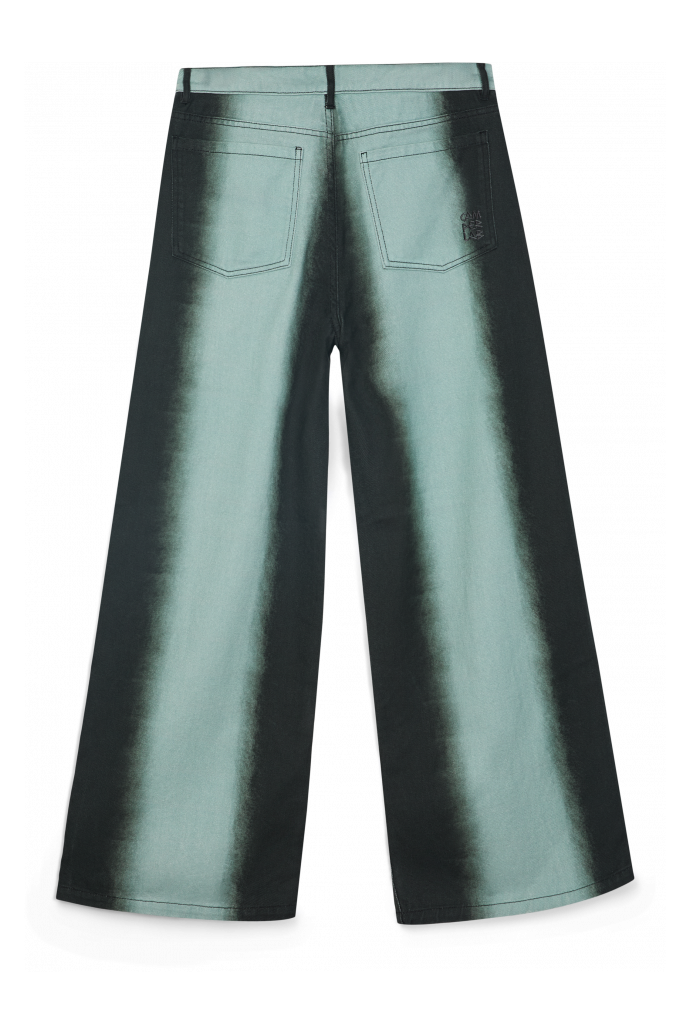 SPRAY PRINT DENIM JEANS Schwarze Bootcut-Jeans mit Print in Spray-Optik