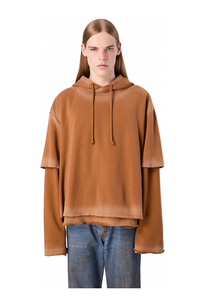 WASHED LAYERED HOODIE Faded terracotta Organic Cotton hoodie