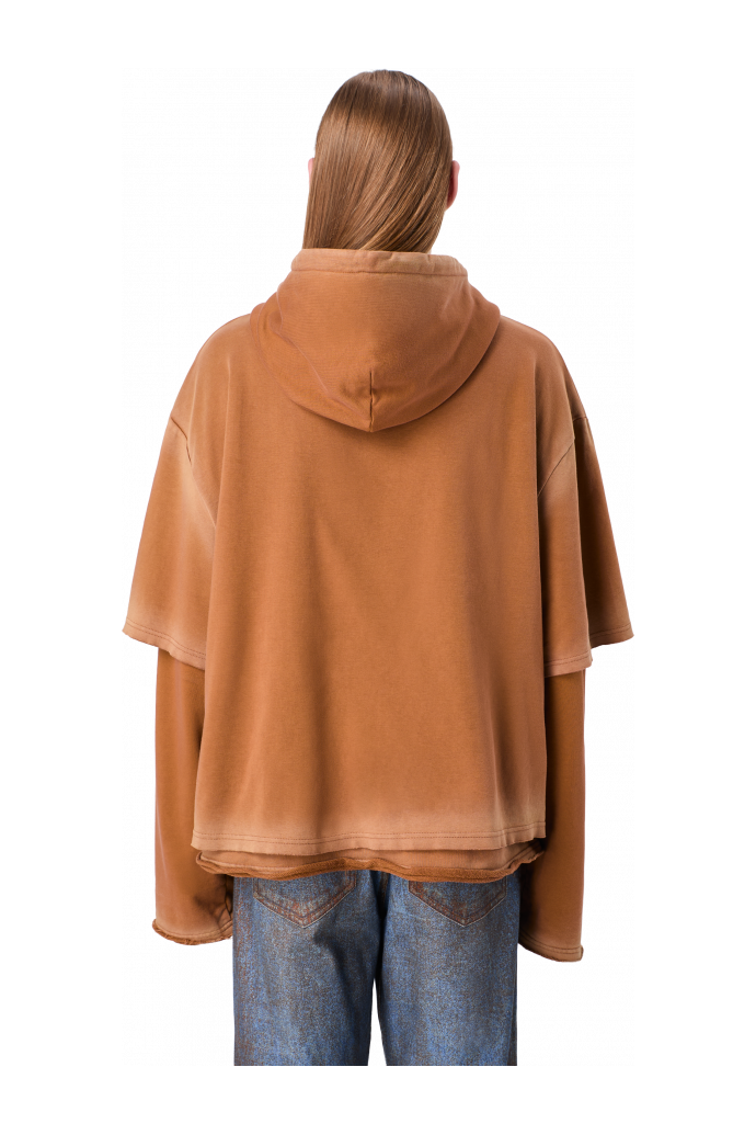 WASHED LAYERED HOODIE Faded terracotta Organic Cotton hoodie
