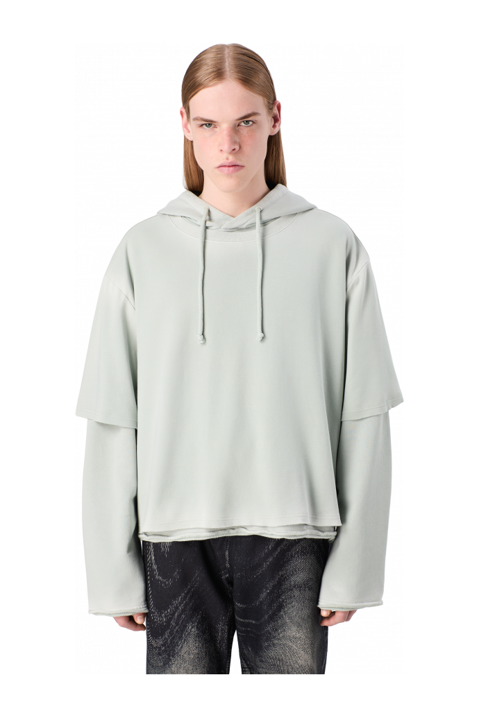 WASHED LAYERED HOODIE Faded gray Organic Cotton Hoodie