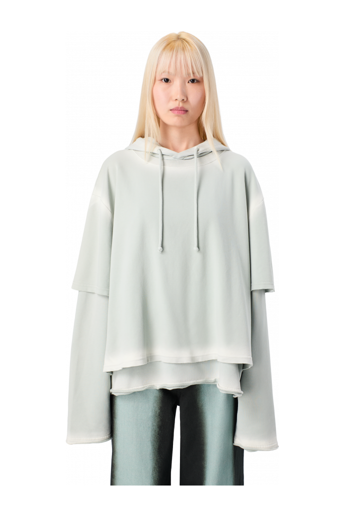 WASHED LAYERED HOODIE Faded gray Organic Cotton Hoodie