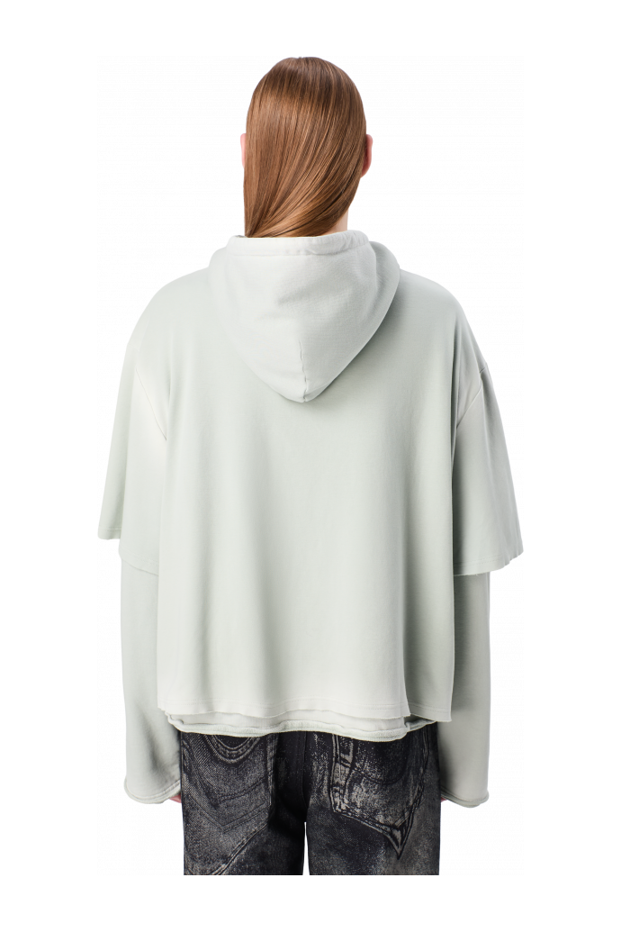 WASHED LAYERED HOODIE Faded gray Organic Cotton Hoodie