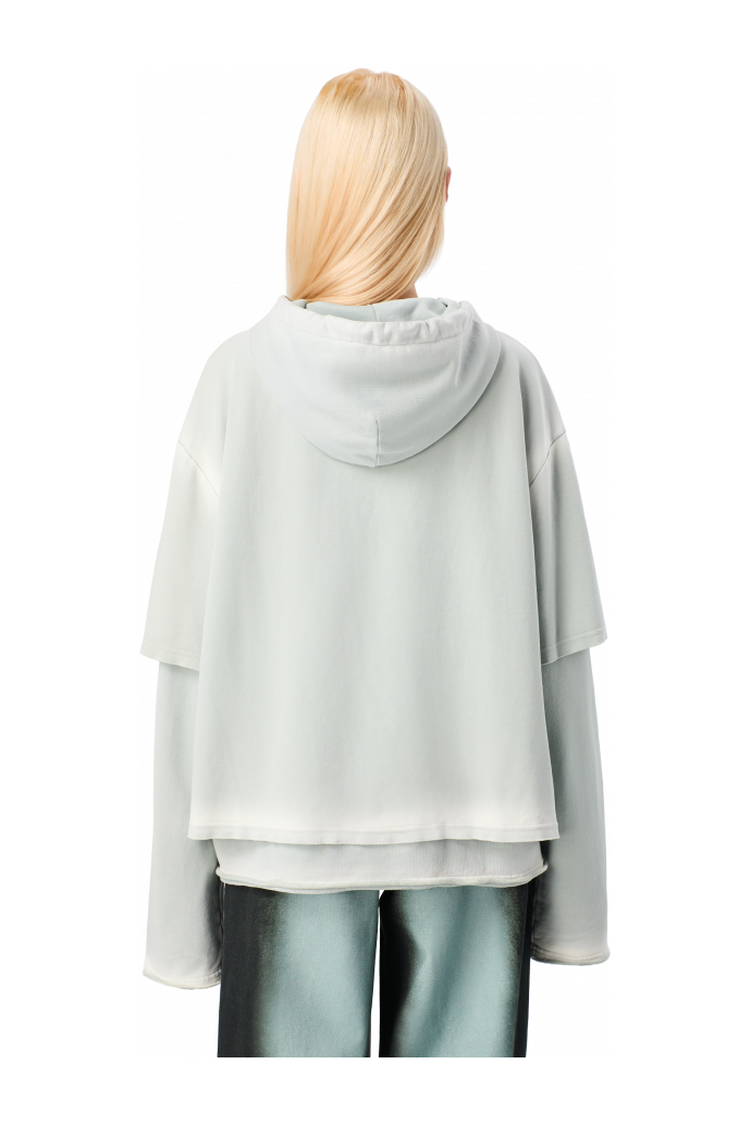 WASHED LAYERED HOODIE Faded gray Organic Cotton Hoodie