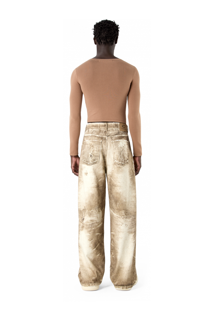 CORDUROY PRINT DENIM LOOSE JEANS BEIX