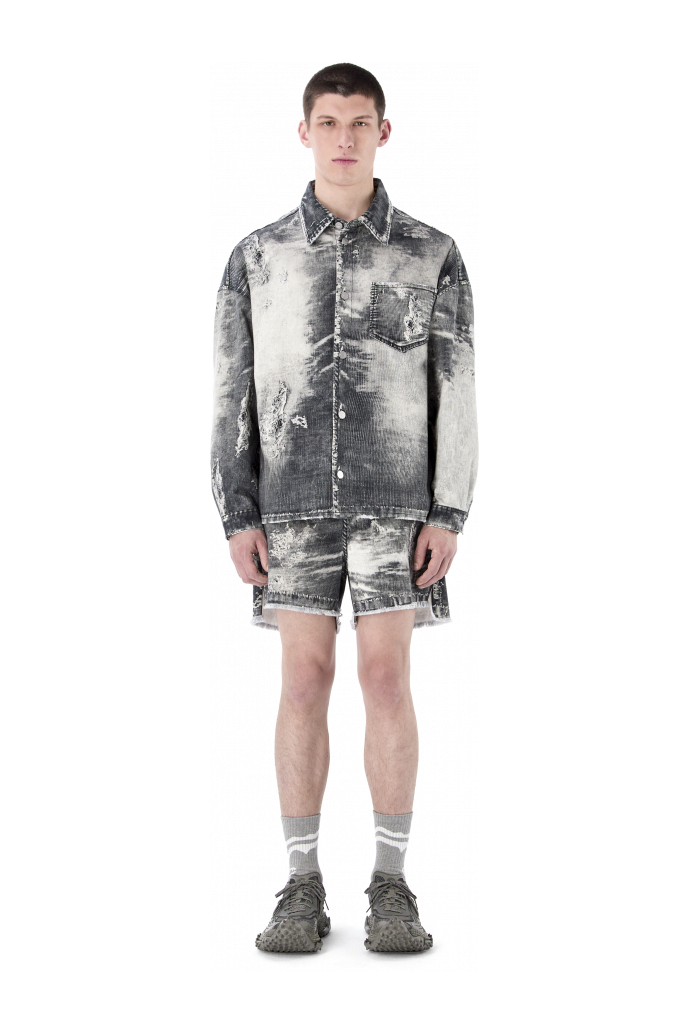 CORDUROY PRINT DENIM SHIRT NEGRE