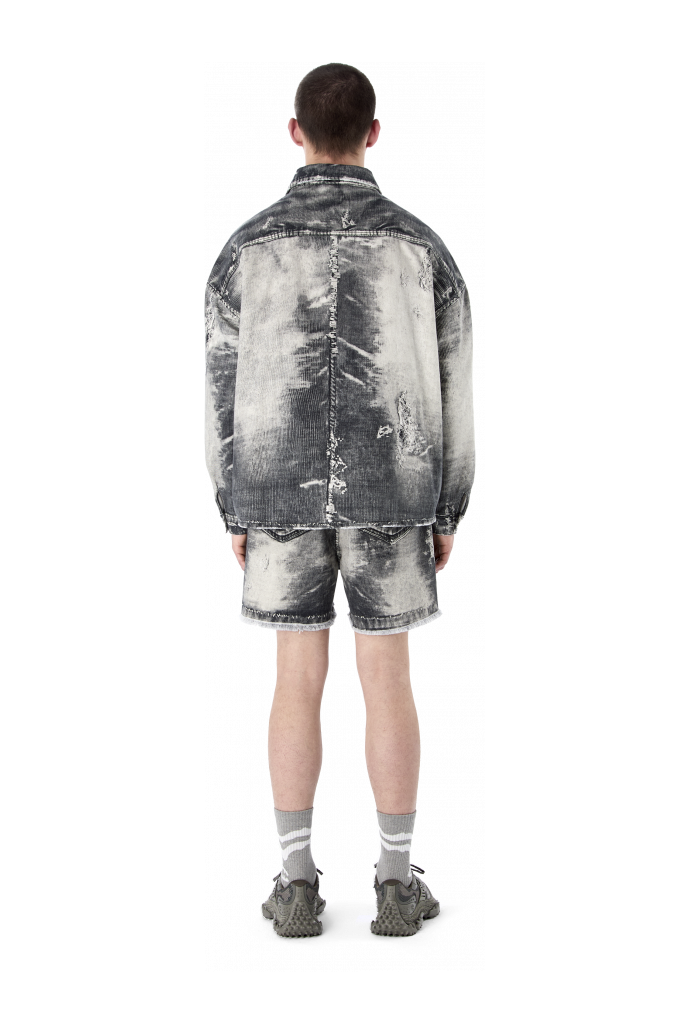 CORDUROY PRINT DENIM SHIRT NEGRE