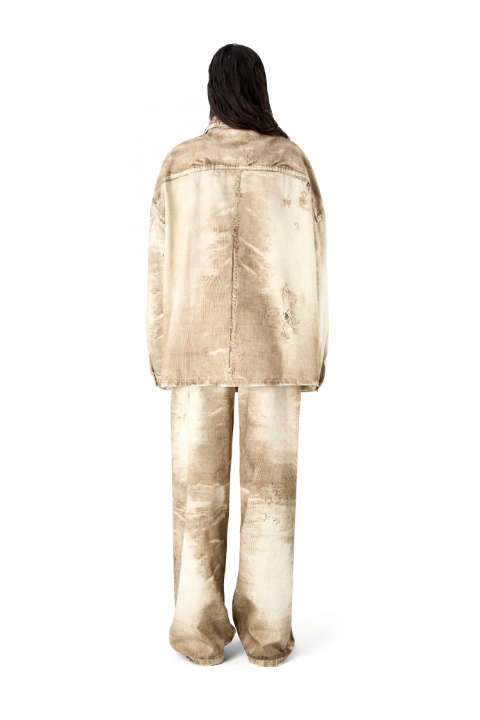 CORDUROY PRINT DENIM SHIRT BEIGE