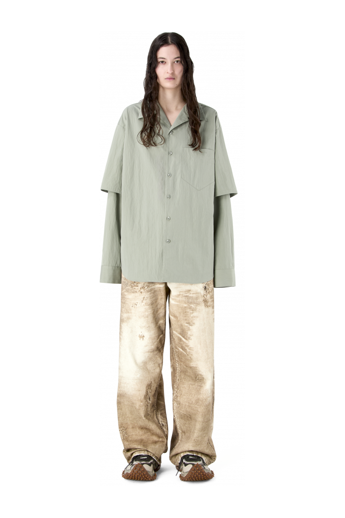 LAYERED HYBRID SHIRT GRAY SHIRT